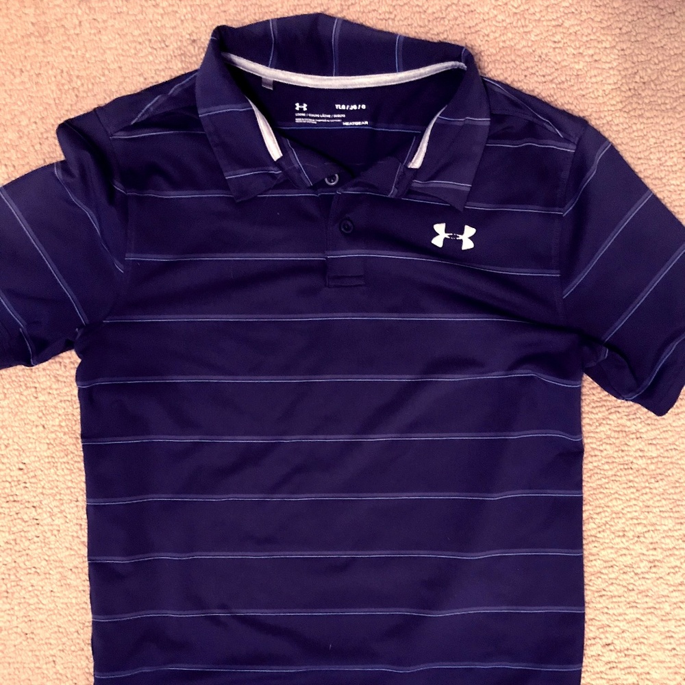 Boys Youth Large Navy Under Armour Golf Shirt